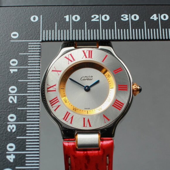Ladies Cartier Blood Red Leather Strap Watch main image 6